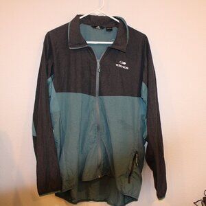 Eider size large men’s windbreaker packable zip up jacket green gray black